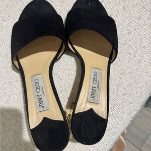 Jimmy Choo Black Open-Toe Heels